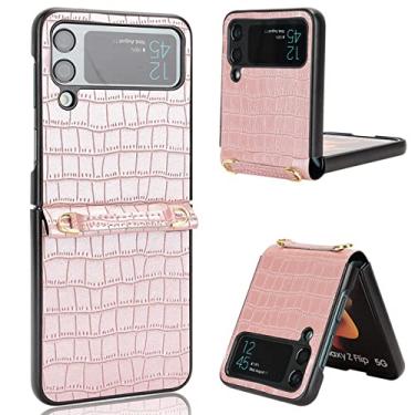 Imagem de Capa dobrável de couro confortável anti-reflexo para Samsung Galaxy Z Flip 4 5G Flip4 Flip3 Flip 3 Zflip4 à prova de choque, rosa, para Samsung Z Flip 3