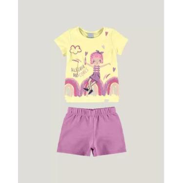 Imagem de Conjunto Infantil Menina  Camiseta/Short Amarelo Malwee Kids 100009713