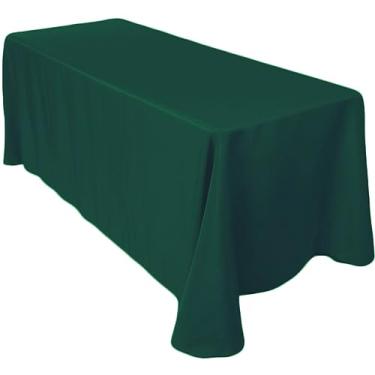 Imagem de LinenTablecloth Toalha de mesa retangular de poliéster 228 x 391 cm verde caçador