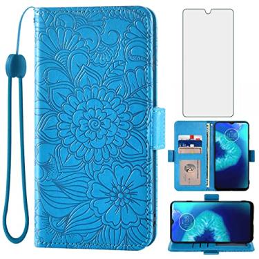 Imagem de Capa carteira compatível com Moto G8 Power Lite e protetor de tela de vidro temperado, suporte para cartão, capa flip de couro para celular MotoG8PowerLite Motorola 8 8G PowerLite XT2055-2 feminino