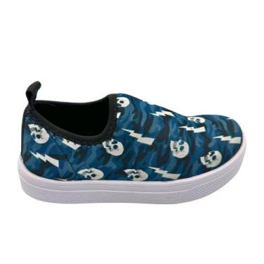 Imagem de Tênis Infantil Calce Fácil Casual Menino Estampado LiaMalia, Preto, 33