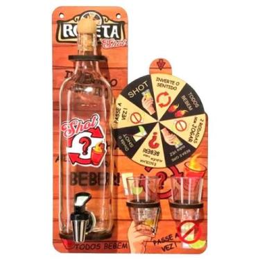 Imagem de Pingometro Rústico Com Jogo De Roleta Drinks Shot Decor - Retrofenna D