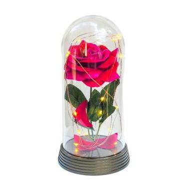 Imagem de Luminária A Rosa Encantada Pink Base 20 Cm Ouro Quente - Amor Lindo