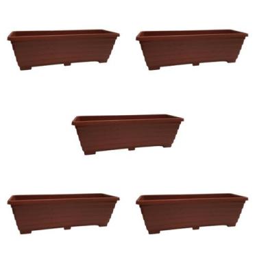 Imagem de Kit 5 Jardineiras Terracota 50x17 De Plástico Para Plantas E Flores - 