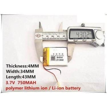 Imagem de Bateria 403443 2 fios 3,7v 750mah  4mm X 34mm X 43mm - bgb