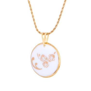 Imagem de Pingente Mimo de Rosas em porcelana pintada à mão com ouro - Design Me