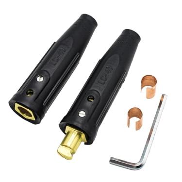 Imagem de Conjunto de conectores de cabo de solda LC40, conectores para cabos de máquina de solda, capacidade de tamanho de cabo 1/0 e 2/0, classificação máxima de 350 Amp (1 macho/1 fêmea)