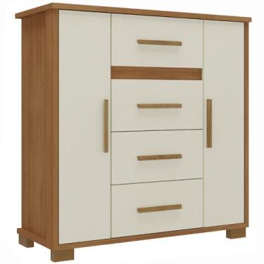 Imagem de Cômoda Rodial Kyra CO2436 2 Portas 4 Gavetas 118x116x41cm, CINAMOMO/OF