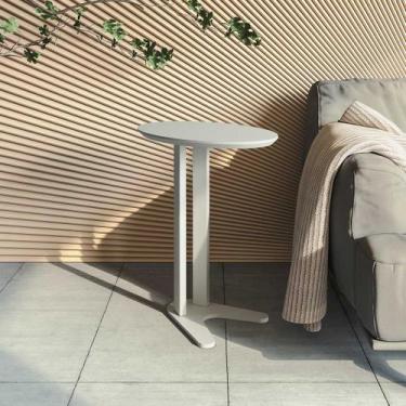 Imagem de Mesa Auxiliar Lateral Oval 60x70cm MDF Off White - Móveis Dalla Costa