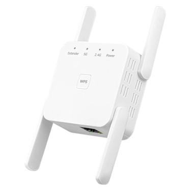 Imagem de Quxas Extensor WiFi de 1200 mbps. Repetidor WiFi. Adaptador Ethernet universal: ponte WiFi de banda dupla com ponte, cliente, modos AP, converte sem fio para com fio, para PCs, impressoras, TVs,