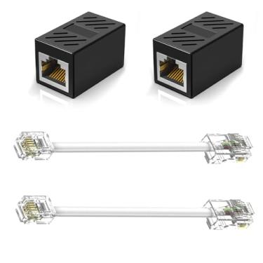 Imagem de Adaptador de linha telefônica RJ45 para RJ11, conector de telefone para adaptador de cabo Ethernet, fêmea RJ45 para RJ11 macho para serviços telefônicos fixos (pacote com 2)