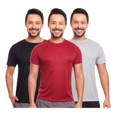 Imagem de Kit 3 Camisas Básicas Masculina Dry Fit Lisa Tradicional - MC Digital,