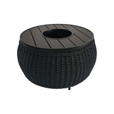 Imagem de Mesa de Centro Gourmet 70cm com Champanheira em Corda Náutica Preto Ba