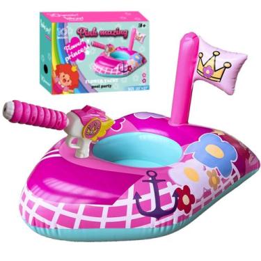 Imagem de Boia Inflável Piscina - Formato de Barco Princesa Rosa com Flores