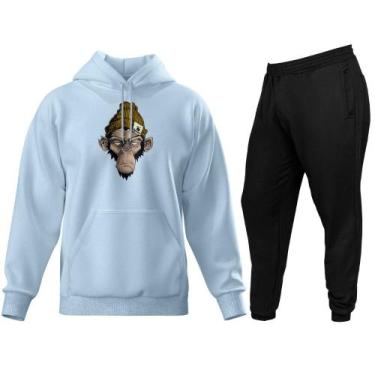 Imagem de Conjunto de Moletom Blusa de Frio Canguru Capuz Calça Joger Relaxado, 