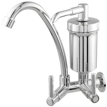 Imagem de Torneira Bica Móvel Parede Para Cozinha Bica Alta Com Filtro 1/4 De Volta Cromado