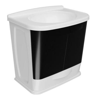 Imagem de Kit Gabinete E Pia Em Pvc Para Banheiro Gabfit Preto Astra