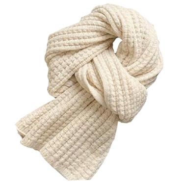 Imagem de Cachecol de malha feminino cachecol de inverno para mulheres cachecol de malha quente macio cachecol térmico grosso simples cachecol de fio aconchegante para mulheres meninas presentes de inverno bege