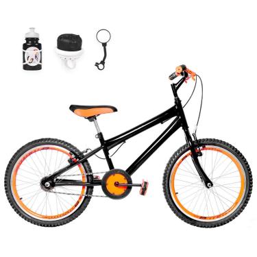 Imagem de Bicicleta Infantil Aro 20 Aero + Kit Passeio Preta E Laranja