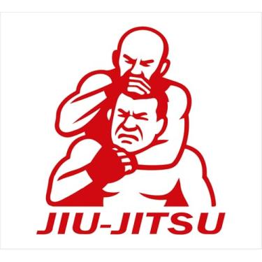 Imagem de Adesivo "Lutador Jiu - Jitsu" Arte Suave, BJJ, UFC, MMA, Tatame, Golpe M. Leao (VERMELHO, 15x16,5 cm)