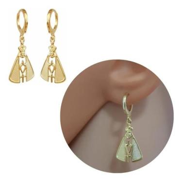 Imagem de Brinco Imagem Nossa Senhora Aparecida Folheado Ouro 18k - MIXFOLHEADOS
