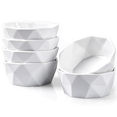 Imagem de Delling Conjunto de ramekins de 118 ml, creme brulee ramekins seguro para forno, pratos geométricos de suflê, ramequins de porcelana para assar, tigelas de ramequins de suflê, pequenas tigelas de
