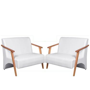 Imagem de Kit 2 Poltronas Namoradeira Venus Braço Madeira Maciça Tecido Sintético Unidecor