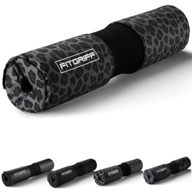 Imagem de Fitgriff® Almofada barra de ginásio com capa, protetor acolchoado de hip-thrust e agachamentos para pescoço, Barbell Pad Squat - acessórios para ginásio (Leopard)