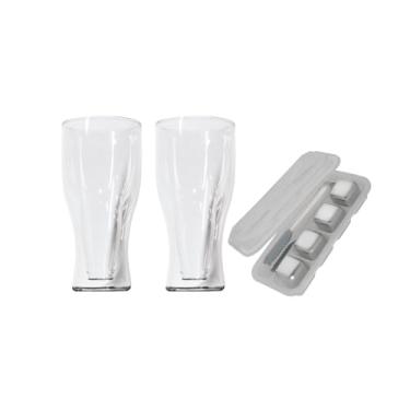 Imagem de 2 Copo Tulipa Dupla Camada + 4 Cubos de Gelo de Inox