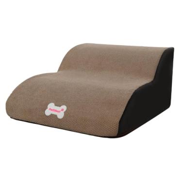Imagem de Generic Escadas de cachorro para cães pequenos, degraus para cães para cama alta, confortável, macio, não deslizante, 2 degraus de estimação para gatos, Camelo