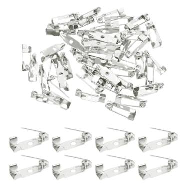 Imagem de PATIKIL Broche traseiro de 50 peças, pino de barra de 15 mm (0,59"), fecho de segurança, prata