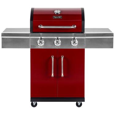 Imagem de Churrasqueira a Gás 36.000 BTU com 3 Queimadores e Mesas Laterais em Aço Inoxidável, DYNA GLO DGG424RNP D, Vermelho
