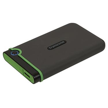 Imagem de Transcend Disco rígido portátil SJ25M3 2TB USB 3.1 resistente, resistente a choques, compacto e leve com velocidades extremamente rápidas, botão de backup de um toque, cinza ferro - TS2TSJ25M3S