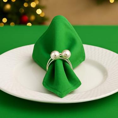 Imagem de Kit 8 Guardanapo de Tecido Natal - Guardanapo de Tecido Oxford Natalino com Bainha Mesa Posta Decorativo 40X40 Premium (Verde)