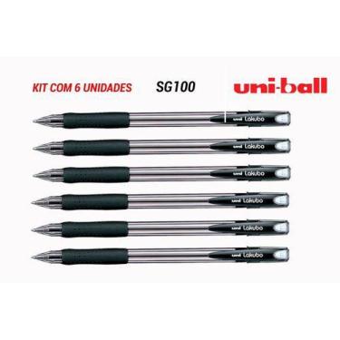 Imagem de Kit 3 Caneta Esfero Lakubo 1.0mm Uni-ball Preta Sg-100