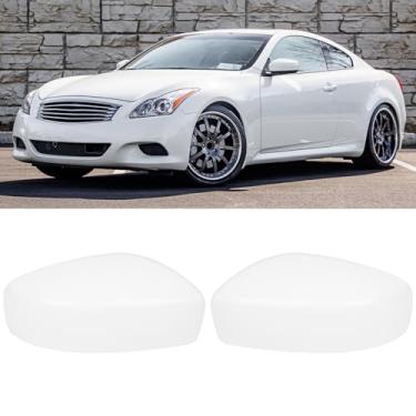 Imagem de Moonlinks Compatível com Infiniti G37 2008-2013/G25 2011-2012/Q40 2015/Q60 2014-2015 Substituição da capa do espelho, tampa branca do espelho do lado esquerdo do motorista e do passageiro direito sem