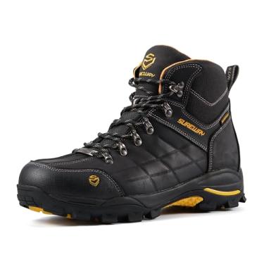 Imagem de SUREWAY Bota de trabalho masculina 15 cm macia/bico de aço resistente à prova d'água – couro, cadarço, óleo/antiderrapante, densidade dupla, confortável, construção EH, botas de trabalho, segurança no