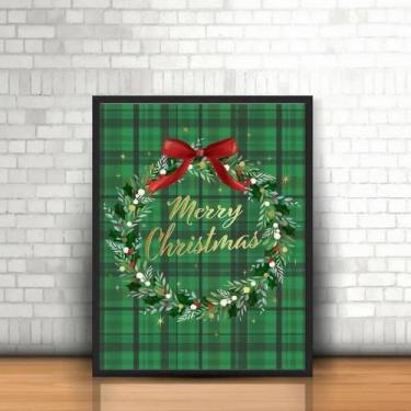 Imagem de Quadro Decorativo Guirlanda De Natal Verde 45X34cm Branca - Quadros On
