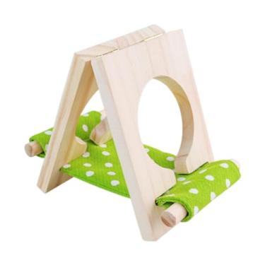 Imagem de KiBcsLic Cama de madeira para hamster, esconderijo divertido, ornamento para paisagem, playground para pequenos animais de estimação, acessórios para gaiola, Branco Verde