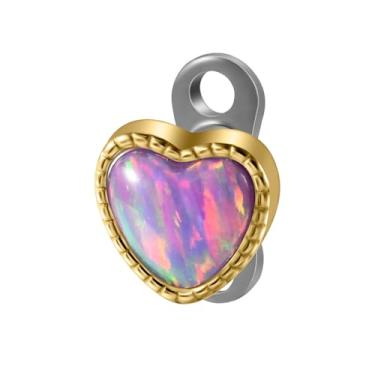 Imagem de Kokoma 14G opala coração dérmico âncora superior e base para mulheres, piercing dérmico microdérmico de titânio G23 piercing de superfície piercing de pele delicada joia corporal 1 peça (ouro, OP38)