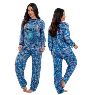 Imagem de Pijama Manga Longa Feminino Stitch Blusa De Frio Inverno, Stitch full,