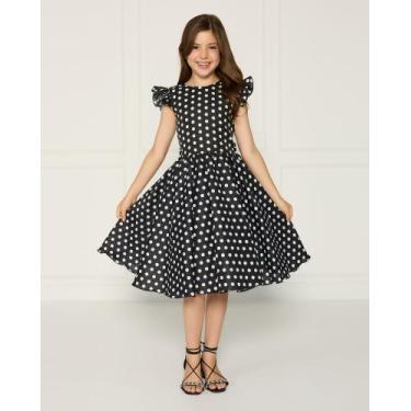 Imagem de Vestido Infantil Poá Preto Retrô Festa Aniversário Rodado - JL Kids, 8