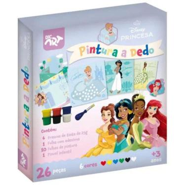 Imagem de Pintura A Dedo Princesa Disney Tinta Pincel Infantil 18 Peça