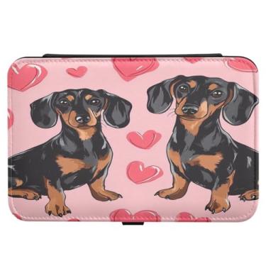 Imagem de Burbuja Caixa de joias de viagem cães apaixonados para presente para mulheres e meninas, estojo de joias portátil de couro PU organizador para brincos, anéis, colares e pulseiras