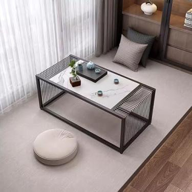 Imagem de Mesa baixa para sentar no chão longa, mesa de chão para sentar no chão, mesa de jantar moderna grandes mesas de café para sala de estar, chá, decoração de casa (tamanho: 80 * 50 * 30 cm, cor