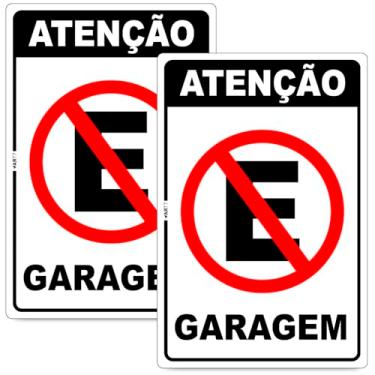 Imagem de Kit 2 Placas Atenção Sinalização Proibido Estacionar Garagem