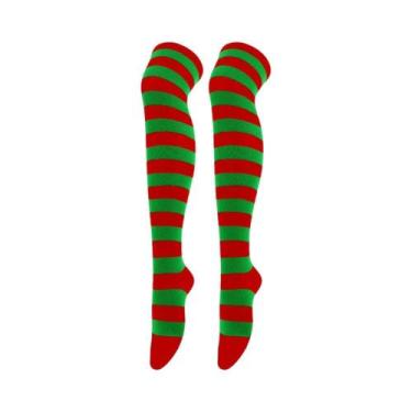 Imagem de Meias Altas Listradas Coloridas Para Mulheres, Meias De Natal E Hallow