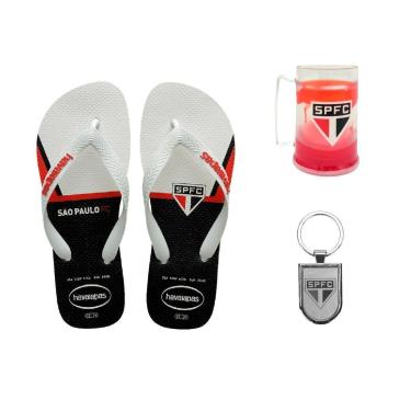 Imagem de Kit São Paulo Chinelo + Caneca + Chaveiro - Masculino-Masculino