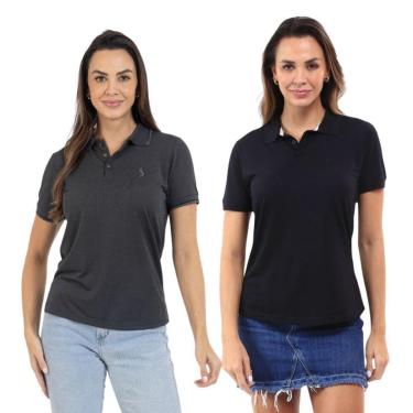 Imagem de Kit 2 Camisa Polo Feminina Piquet Viscose Casual-Feminino