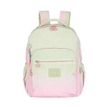 Imagem de Mochila de Costas Grande Juvenil Crinkle Bicolor com Chaveiro Luara Up4you-Feminino